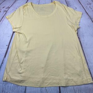 J.Jill Shirt Womens XL Yellow Pima Cotton Tee Soft Scoop Neck Short Sleeve